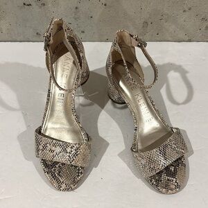 Anne Klein Faux Snakeskin Ankle Strap Studded Open-Toe Round-Heel Sandals-Sz 7.5